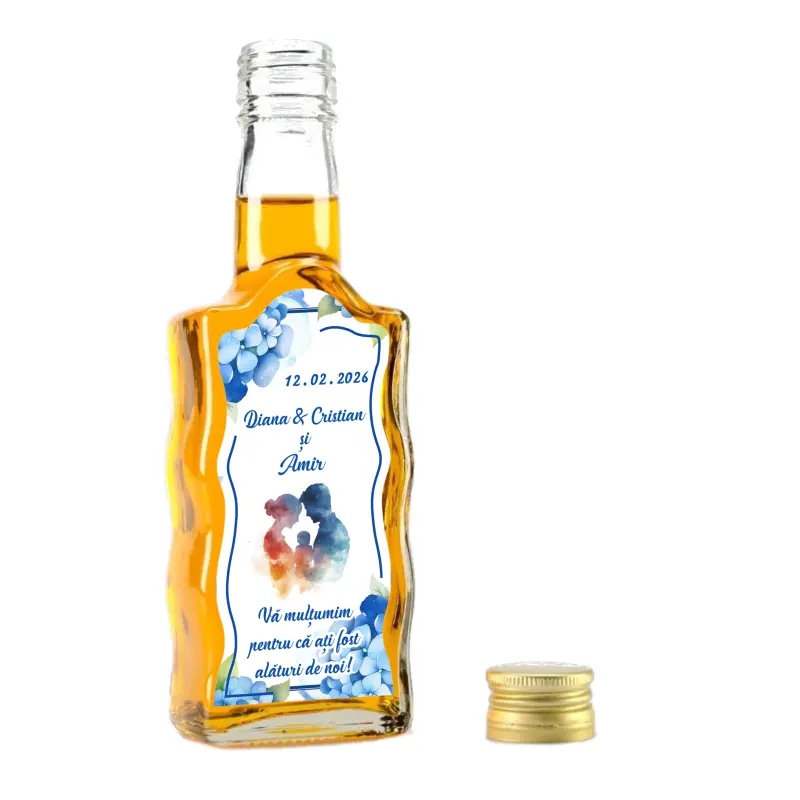 Sticla decorata nunta, 200 ml, model stof 2 006